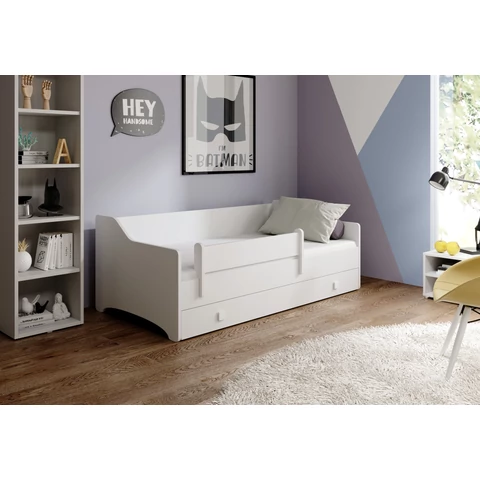 Ágy NAOMI 160x80 matraccal, Fehér, Fehér