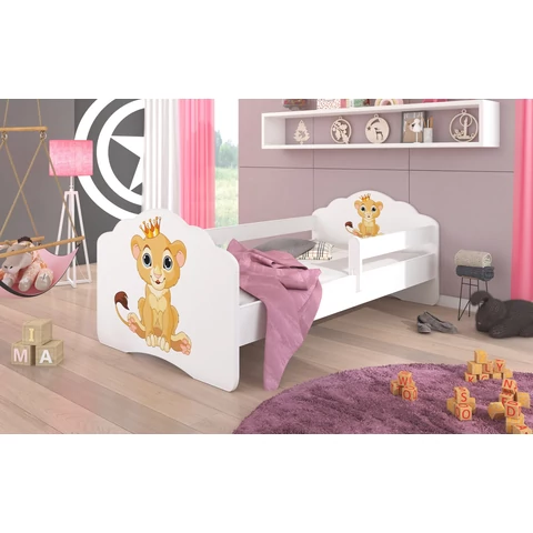 Ágy matraccal és korláttal CASIMO LION 140x70, Fehér