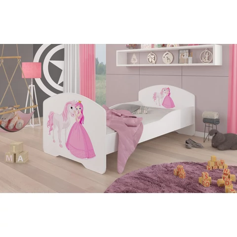 Ágy matraccal PEPE PRINCESS AND HORSE 160x80, Fehér
