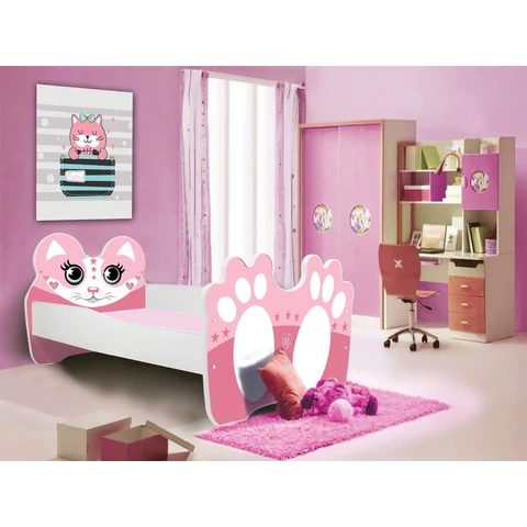 Ágy matraccal BEAR PINK 140x70, Rózsaszín