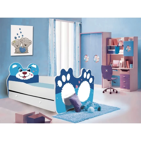 Ágy matraccal és fiókkal BEAR BLUE 140x70, Kék
