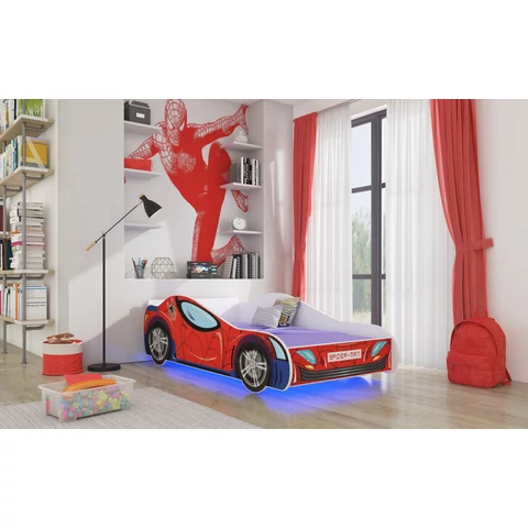 LED SPIDER matraccal és világítással 160x80 ágy, Piros