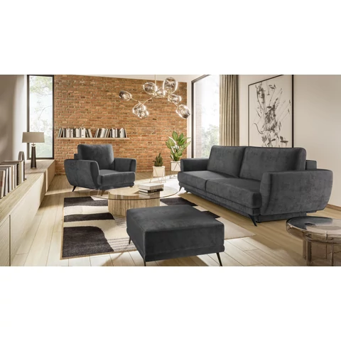 Megis 3f, 1f, pouf lounge ülőgarnitúra szett, sötétszürke
