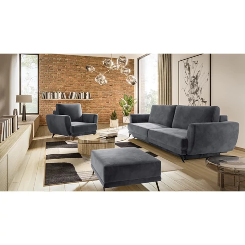 Megis 3f, 1f, pouf lounge ülőgarnitúra szett, sötétszürke
