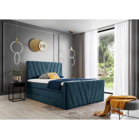 Candice 180x200 boxspring ágy  sötétkék