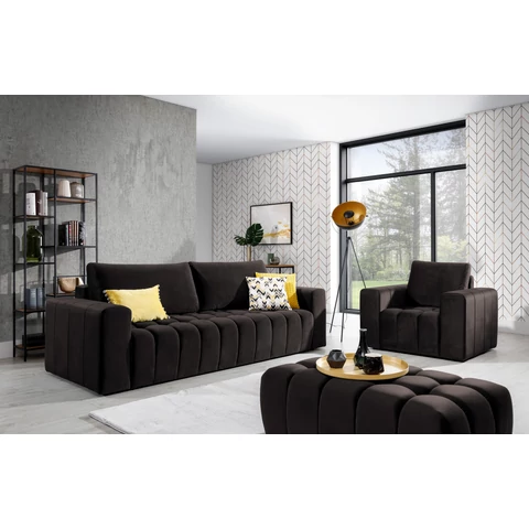 Lazaro 3+1+puf lounge ülőgarnitúra szett, sötétbarna