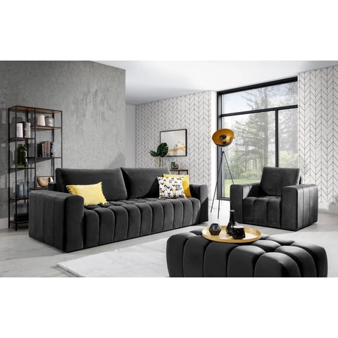 Lazaro 3+1+puf lounge ülőgarnitúra szett, sötétszürke
