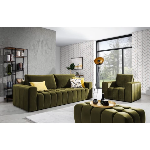 Lazaro 3+1+puf lounge ülőgarnitúra szett, zöld