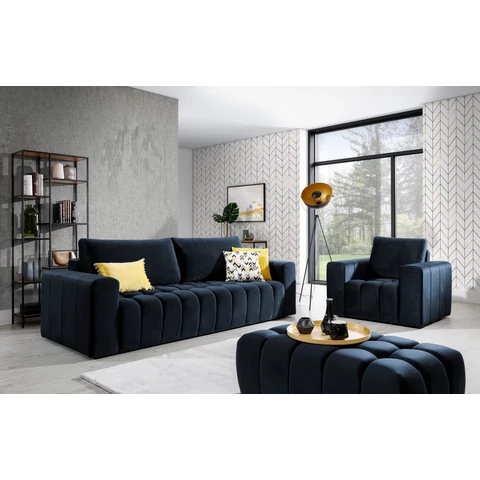 Lazaro 3+1+puf lounge ülőgarnitúra szett, sötétkék