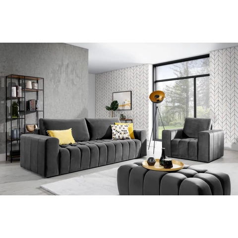 Lazaro 3+1+puf lounge ülőgarnitúra szett, sötétszürke