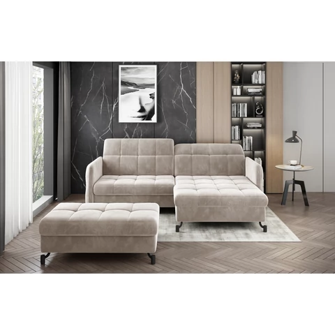 Corner lorelle+ pouf lounge ülőgarnitúra szett, bézs, jobb