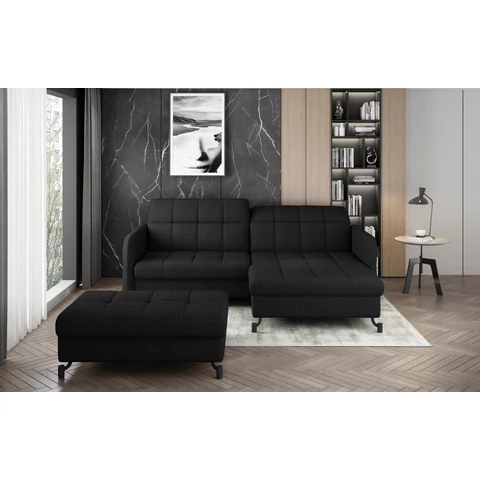 Corner lorelle+ pouf lounge ülőgarnitúra szett, fekete, jobb