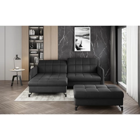 Corner lorelle+ pouf lounge ülőgarnitúra szett, sötétszürke, bal