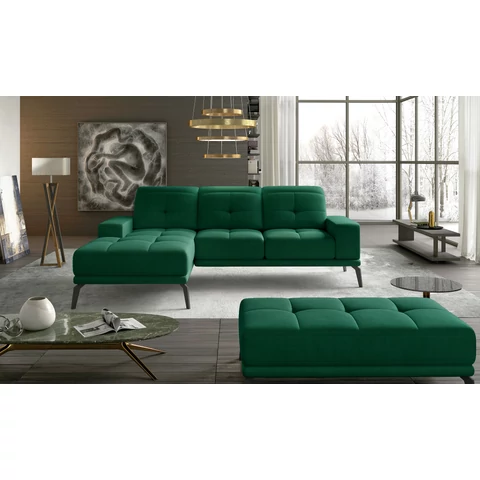 Corner torrense + pouf lounge ülőgarnitúra szett, sötétzöld, bal