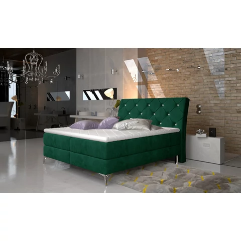 Adel 140x200 boxspring ágy  sötétzöld
