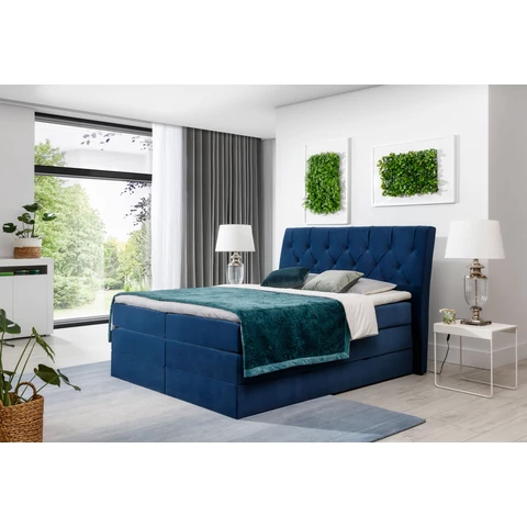 Mirabel 160x200 boxspring ágy  sötétkék