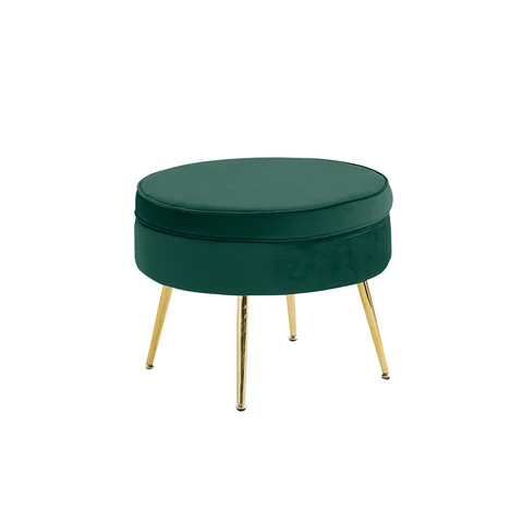 Luxus zsámoly/puff, smaragd Velvet szövet/króm arany, Art-deco, NOBLIN TYP 1