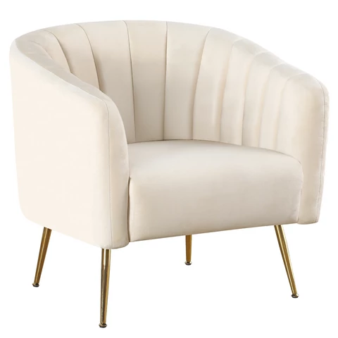 Design fotel, bézs Velvet szövet/gold króm-arany, BAGY