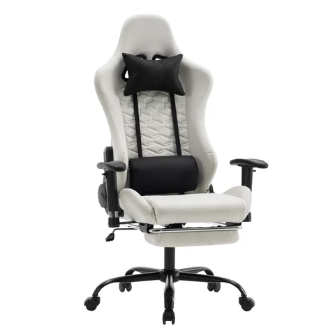 Irodai/gamer szék, fehér/fekete, PAPIBAS