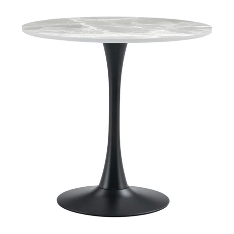 Étkezőasztal, szürke márvány/fekete, átmérő 90 cm, LORIAN TYP 1
