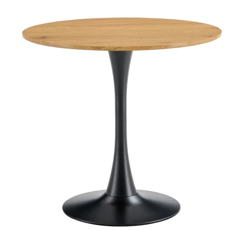 Étkezőasztal, tölgy/fekete, átmérő 80 cm, REVENTON NEW