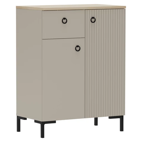 Komód, szürkésbarna Taupe/silverjack tölgy, DOMCA 2D1S