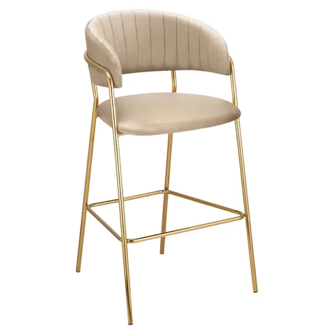 Design bárszék, bézs Velvet szövet/gold króm arany, DASMIN NEW TYP 2