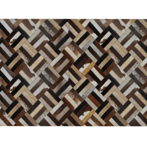 Luxus bőrszőnyeg, barna /fekete/bézs, patchwork, 70x140 , bőr TIP 2